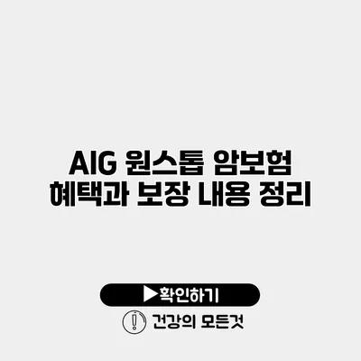 AIG 원스톱 암보험 혜택과 보장 내용 정리