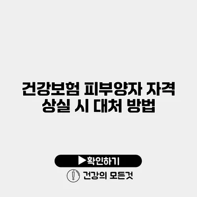건강보험 피부양자 자격 상실 시 대처 방법