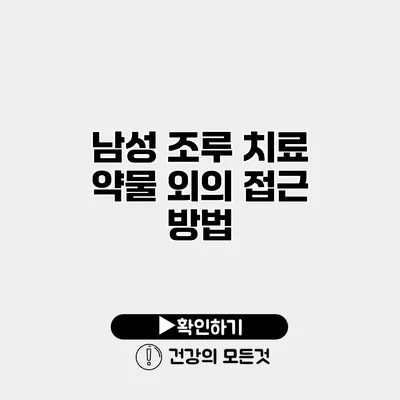 남성 조루 치료 약물 외의 접근 방법
