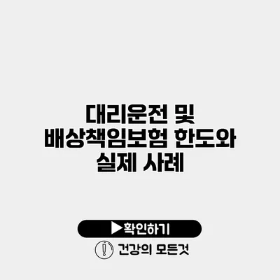 대리운전 및 배상책임보험 한도와 실제 사례
