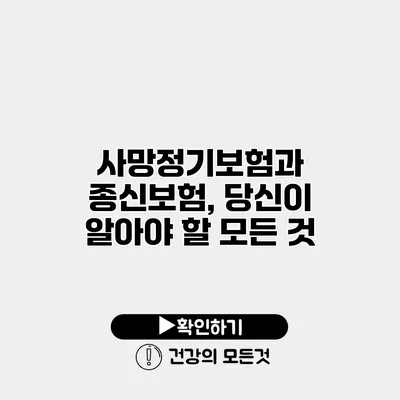 사망정기보험과 종신보험, 당신이 알아야 할 모든 것
