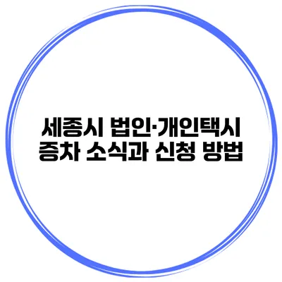 세종시 법인·개인택시 증차 소식과 신청 방법