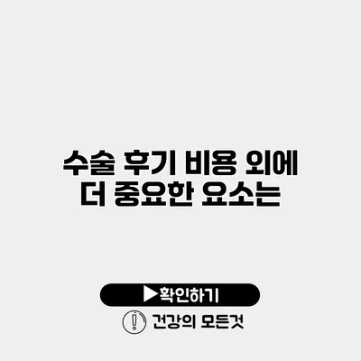 수술 후기 비용 외에 더 중요한 요소는?