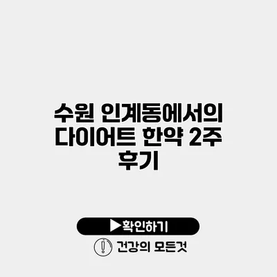 수원 인계동에서의 다이어트 한약 2주 후기
