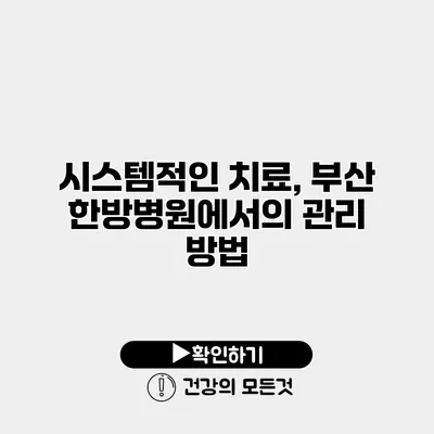 시스템적인 치료, 부산 한방병원에서의 관리 방법