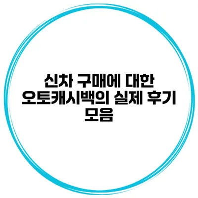 신차 구매에 대한 오토캐시백의 실제 후기 모음