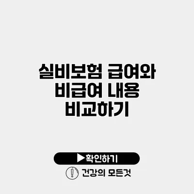 실비보험 급여와 비급여 내용 비교하기