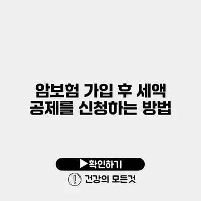 암보험 가입 후 세액 공제를 신청하는 방법