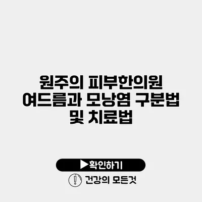 원주의 피부한의원 여드름과 모낭염 구분법 및 치료법
