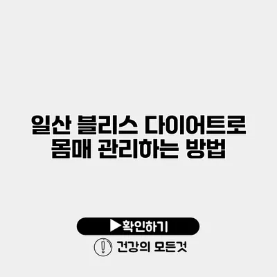 일산 블리스 다이어트로 몸매 관리하는 방법