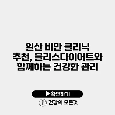 일산 비만 클리닉 추천, 블리스다이어트와 함께하는 건강한 관리