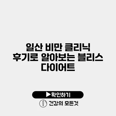 일산 비만 클리닉 후기로 알아보는 블리스 다이어트