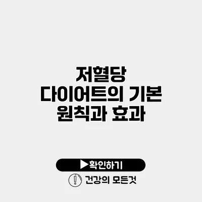 저혈당 다이어트의 기본 원칙과 효과