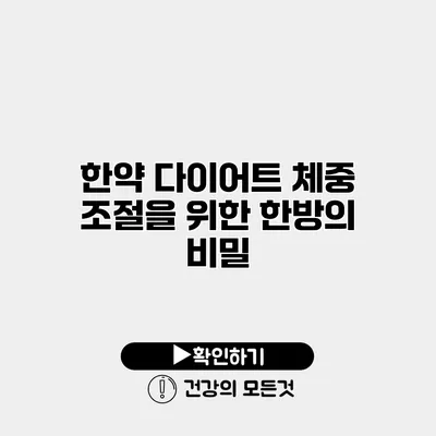 한약 다이어트 체중 조절을 위한 한방의 비밀