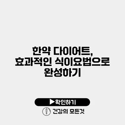 한약 다이어트, 효과적인 식이요법으로 완성하기