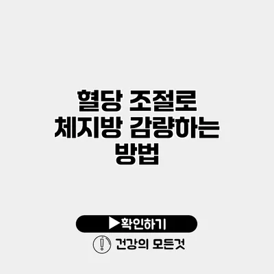 혈당 조절로 체지방 감량하는 방법