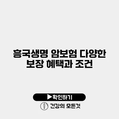 흥국생명 암보험 다양한 보장 혜택과 조건