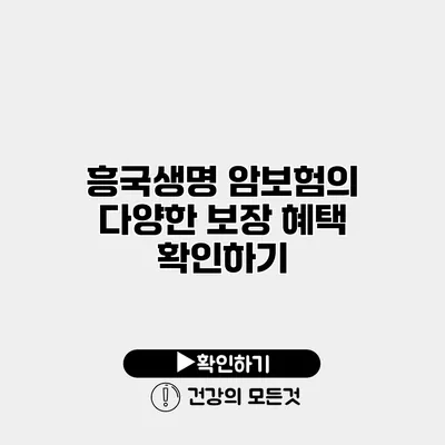 흥국생명 암보험의 다양한 보장 혜택 확인하기