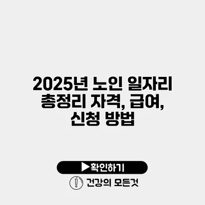 2025년 노인 일자리 총정리 자격, 급여, 신청 방법