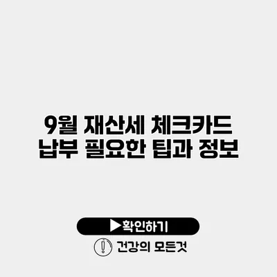 9월 재산세 체크카드 납부 필요한 팁과 정보
