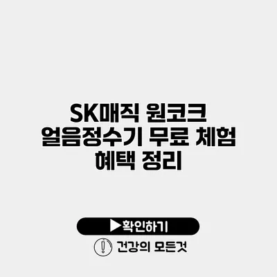 SK매직 원코크 얼음정수기 무료 체험 혜택 정리