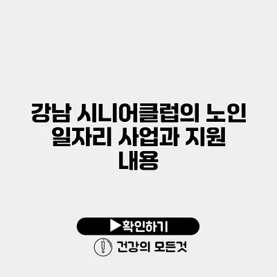 강남 시니어클럽의 노인 일자리 사업과 지원 내용