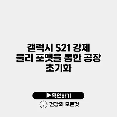갤럭시 S21 강제 물리 포맷을 통한 공장 초기화
