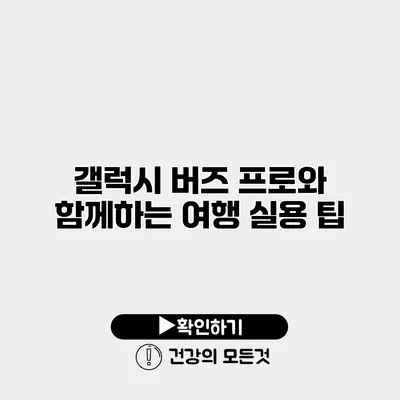 갤럭시 버즈 프로와 함께하는 여행 실용 팁