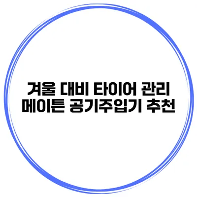 겨울 대비 타이어 관리 메이튼 공기주입기 추천