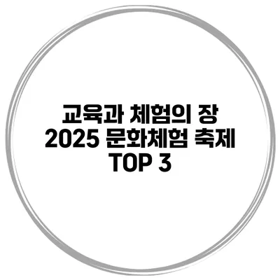 교육과 체험의 장 2025 문화체험 축제 TOP 3