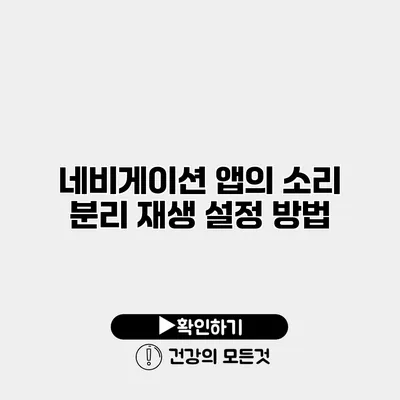 네비게이션 앱의 소리 분리 재생 설정 방법