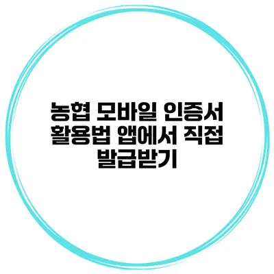 농협 모바일 인증서 활용법 앱에서 직접 발급받기