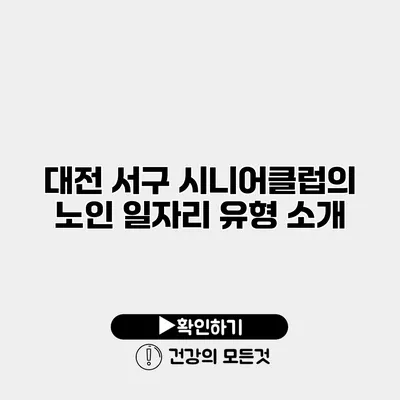 대전 서구 시니어클럽의 노인 일자리 유형 소개