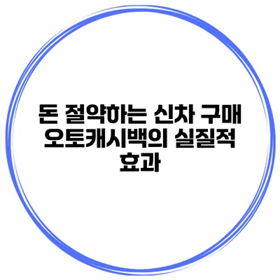 돈 절약하는 신차 구매 오토캐시백의 실질적 효과