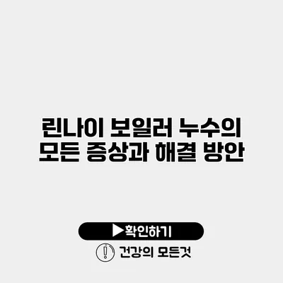 린나이 보일러 누수의 모든 증상과 해결 방안