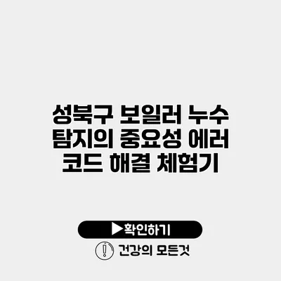 성북구 보일러 누수 탐지의 중요성 에러 코드 해결 체험기