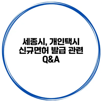 세종시, 개인택시 신규면허 발급 관련 Q&A