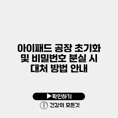 아이패드 공장 초기화 및 비밀번호 분실 시 대처 방법 안내