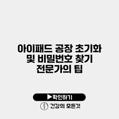 아이패드 공장 초기화 및 비밀번호 찾기 전문가의 팁