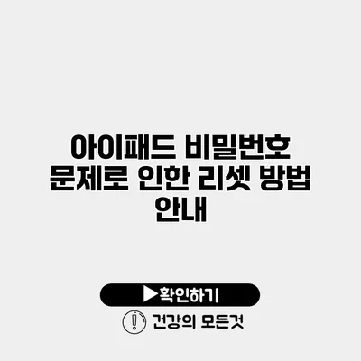 아이패드 비밀번호 문제로 인한 리셋 방법 안내