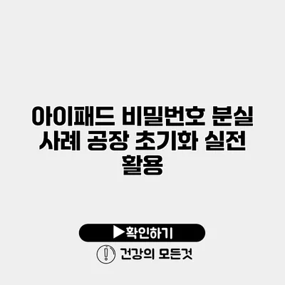 아이패드 비밀번호 분실 사례 공장 초기화 실전 활용