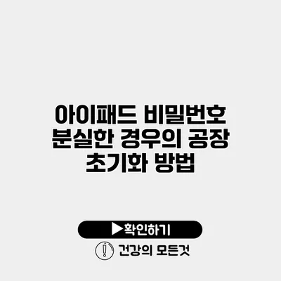 아이패드 비밀번호 분실한 경우의 공장 초기화 방법