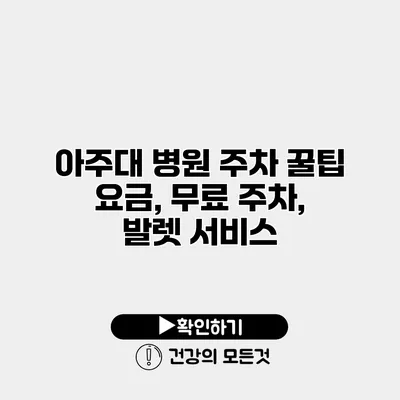 아주대 병원 주차 꿀팁 요금, 무료 주차, 발렛 서비스