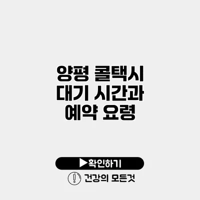 양평 콜택시 대기 시간과 예약 요령