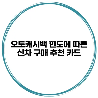 오토캐시백 한도에 따른 신차 구매 추천 카드