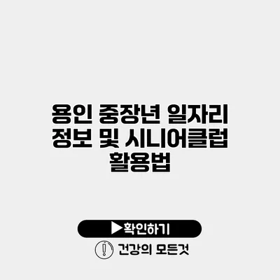 용인 중장년 일자리 정보 및 시니어클럽 활용법