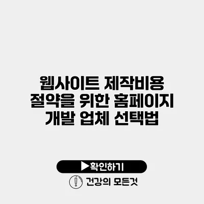 웹사이트 제작비용 절약을 위한 홈페이지 개발 업체 선택법