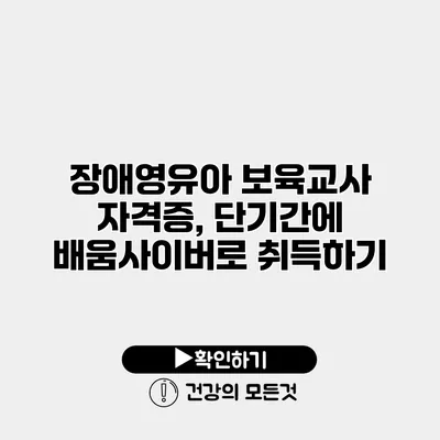 장애영유아 보육교사 자격증, 단기간에 배움사이버로 취득하기