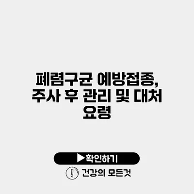 폐렴구균 예방접종, 주사 후 관리 및 대처 요령