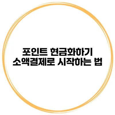 포인트 현금화하기 소액결제로 시작하는 법